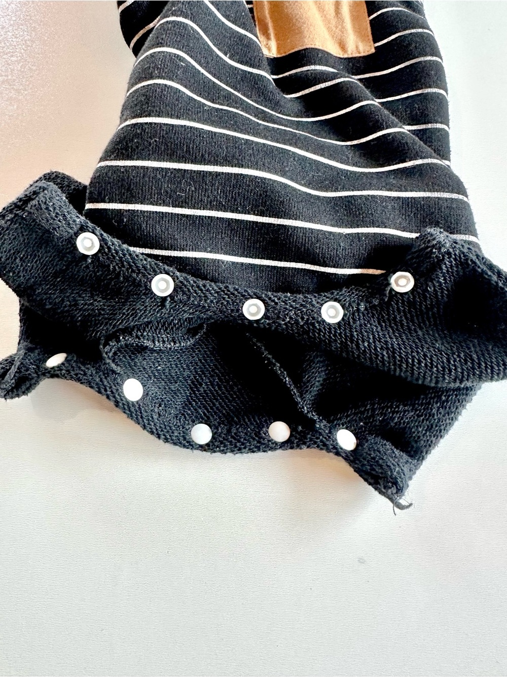 Striped Short-Sleeve Hoodie Baby Rompers Tan Pocket - Black & White -3 Pack - Picture 9 of 11